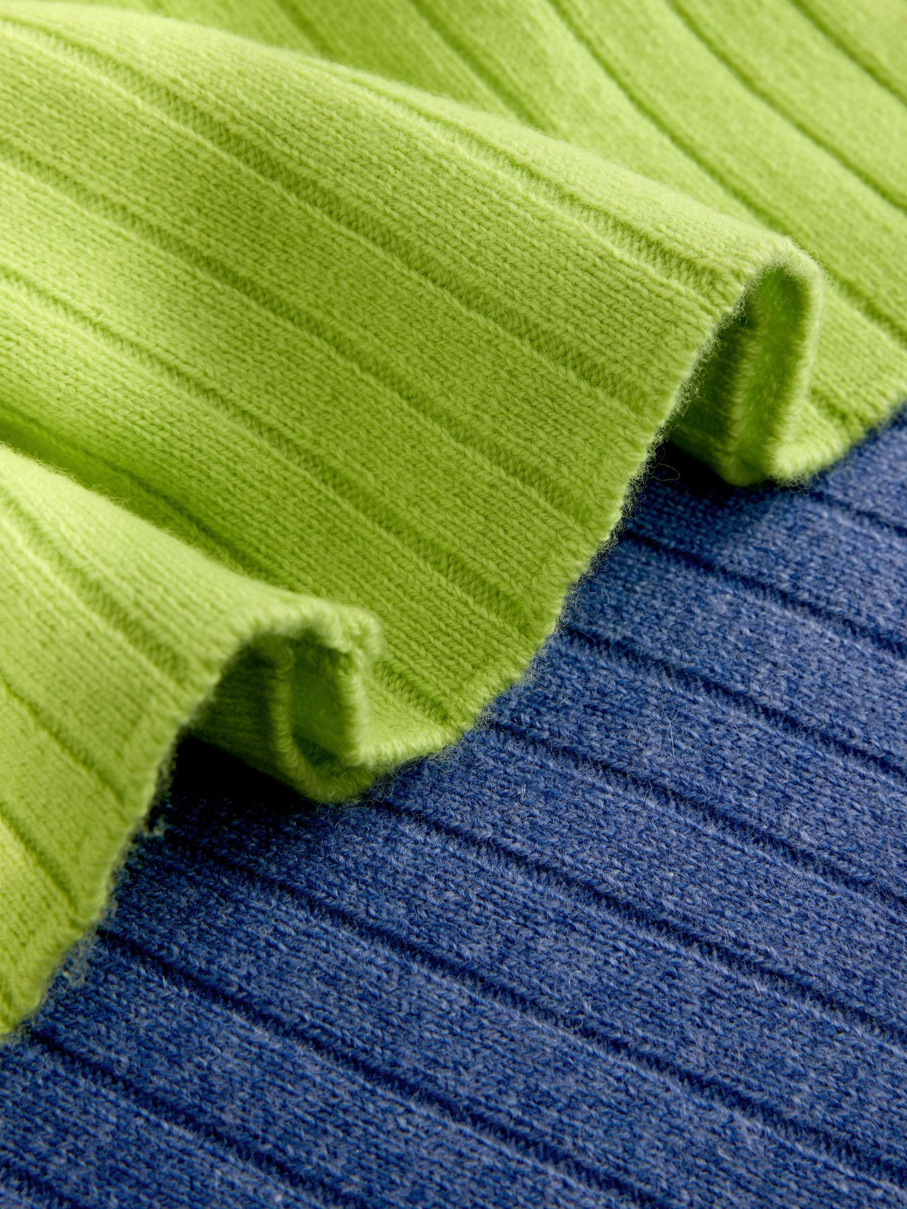 Buy Blue/Lime Green N. Premium 100% Lambswool Crew Neck Jumper 2