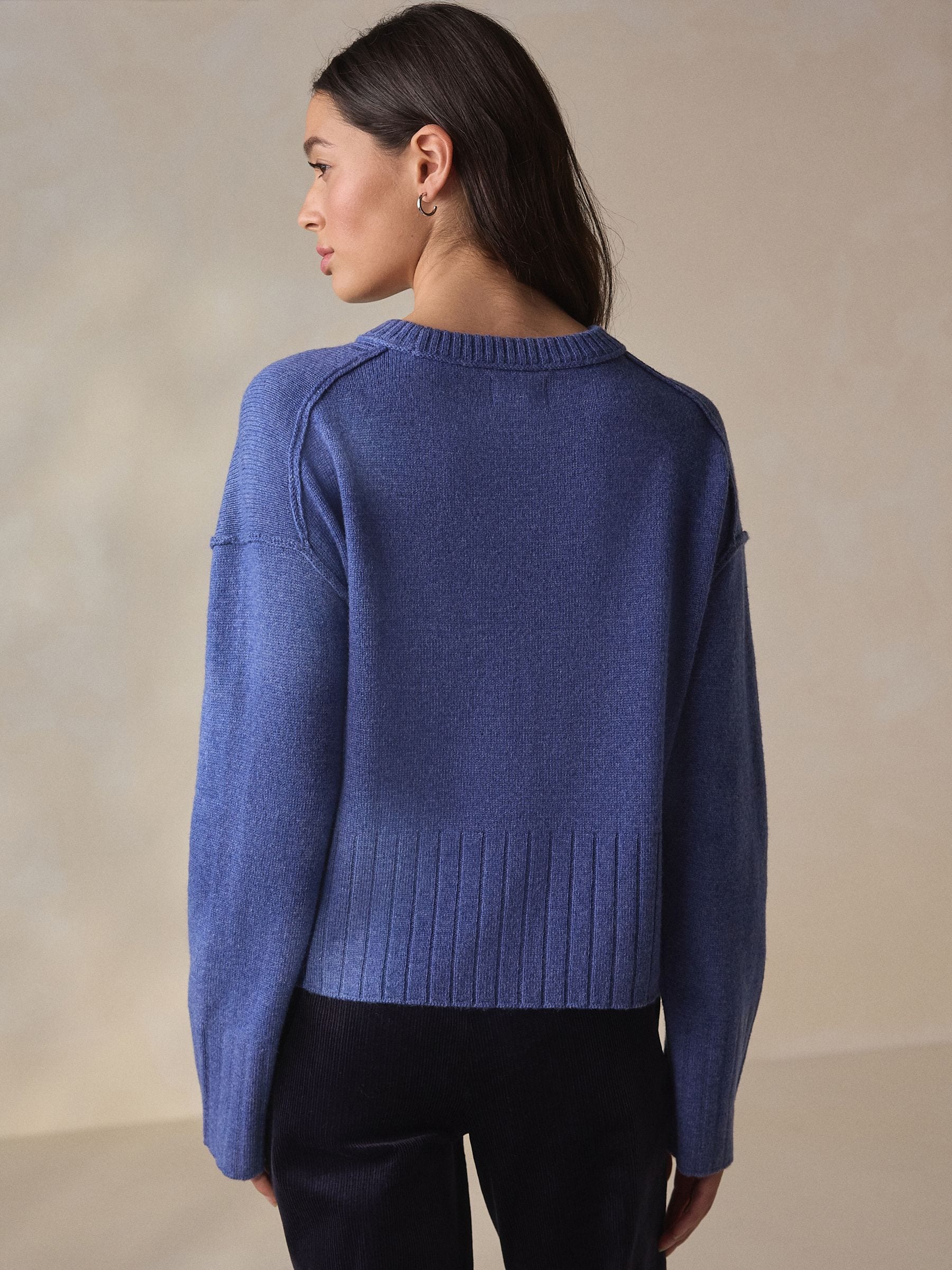 Buy Blue/Lime Green N. Premium 100% Lambswool Crew Neck Jumper 2