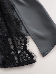 Grey Lace Trim Strappy Asymmetrical Cami Mini Dress - Image 8 of 10