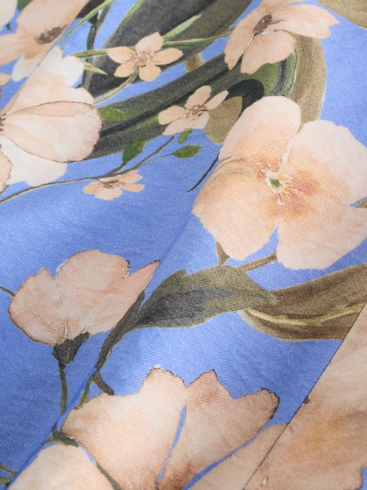Blue Floral Print Sleeveless Column A-Line Maxi Dress - Image 4 of 4