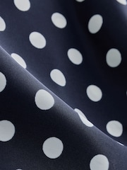 Navy Blue Spot Lace Trim Strappy Asymmetrical Cami Mini Dress - Image 7 of 7