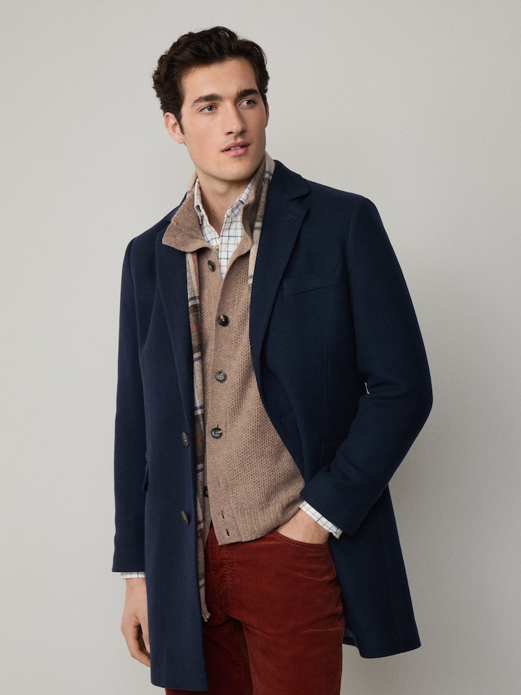 Hackett Blue Wool Overcoat - Image 1 of 7 Hackett Blue Wool Overcoat - Image 1 of 7