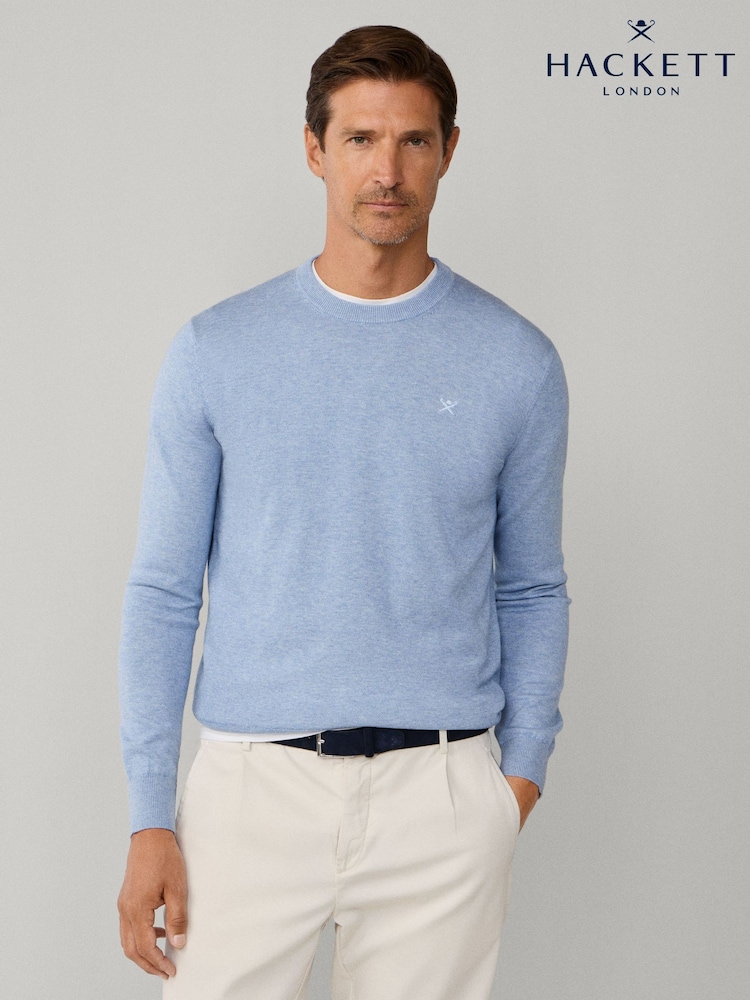 Hackett Cotton Embroidered Logo Crewneck Jumper - Image 2 of 8 Hackett Cotton Embroidered Logo Crewneck Jumper - Image 2 of 8