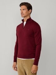 Hackett Cotton Embroidered Logo Quarter Zip Jumper - Image 4 of 7