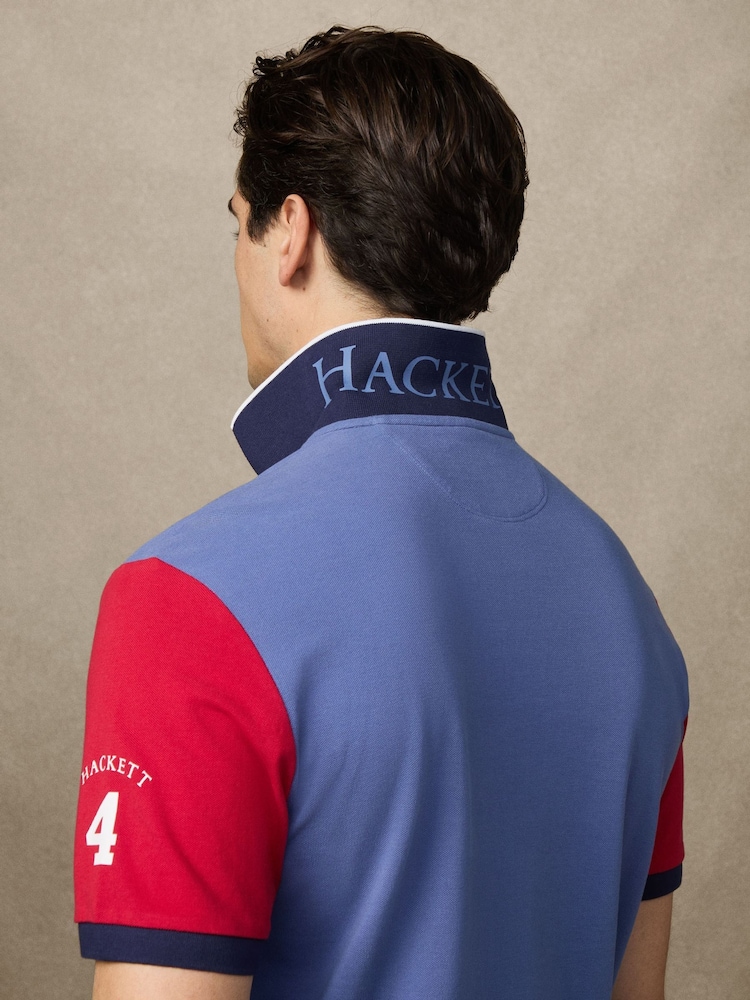 Hackett Blue Heritage Number Multi Polo Shirt - Image 2 of 6 Hackett Blue Heritage Number Multi Polo Shirt - Image 2 of 6