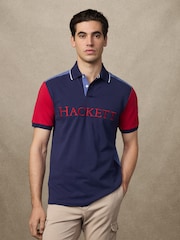 Hackett Blue Heritage Number Multi Polo Shirt - Image 3 of 6