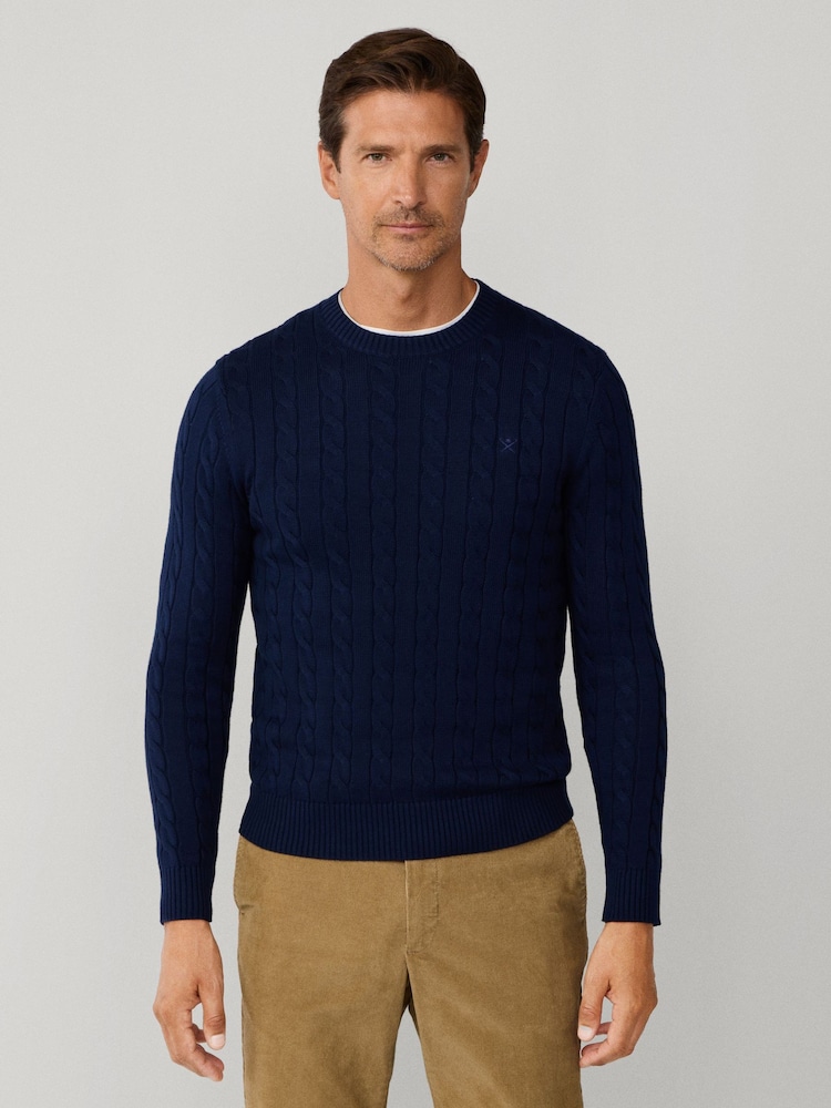 Hackett Pure Cotton Crew Neck Cable Jumper - Image 2 of 7