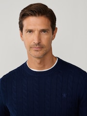 Hackett Pure Cotton Crew Neck Cable Jumper - Image 3 of 7
