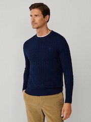 Hackett Pure Cotton Crew Neck Cable Jumper - Image 4 of 7