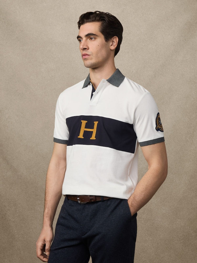 Hackett Heritage Crest Panel White Polo Shirt - Image 1 of 6
