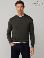 Verde - Hackett Cotton Embroidered Logo Crewneck Jumper - Imagen 3 de 10