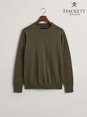Verde - Hackett Cotton Embroidered Logo Crewneck Jumper - Imagen 9 de 10