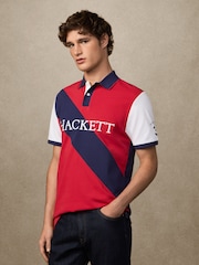 Rdeča polo majica s kratkimi rokavi in številki Hackett Classic Fit - Slika 3 iz 9