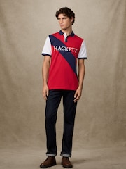 Rdeča polo majica s kratkimi rokavi in številki Hackett Classic Fit - Slika 4 iz 9