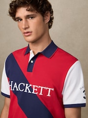 Rdeča polo majica s kratkimi rokavi in številki Hackett Classic Fit - Slika 6 iz 9