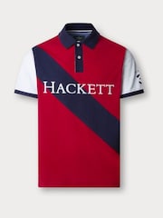 Rdeča polo majica s kratkimi rokavi in številki Hackett Classic Fit - Slika 8 iz 9
