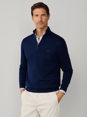 Azul - Hackett Hackett Cotton Embroidered Logo Quarter Zip Jumper - Imagen 2 de 7