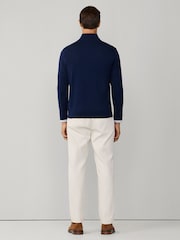 Azul - Hackett Hackett Cotton Embroidered Logo Quarter Zip Jumper - Imagen 5 de 7