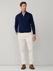 Azul - Hackett Hackett Cotton Embroidered Logo Quarter Zip Jumper - Imagen 6 de 7