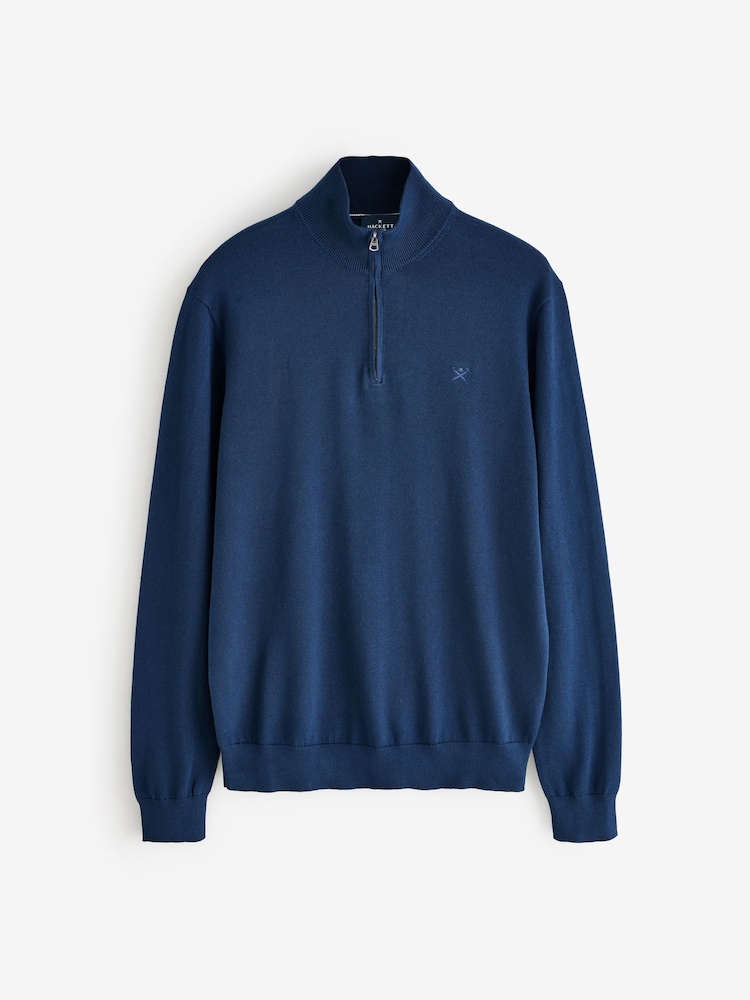 Hackett Cotton Embroidered Logo Quarter Zip Jumper - Image 7 of 7 Hackett Cotton Embroidered Logo Quarter Zip Jumper - Image 7 of 7