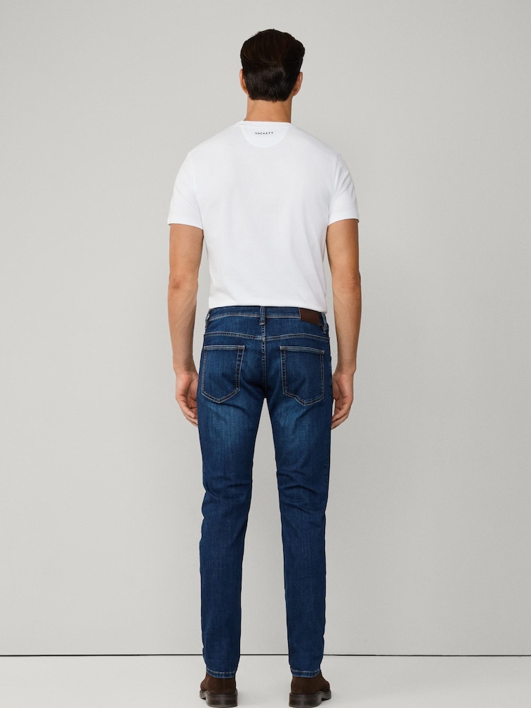 Hackett Slim Blue Fit Powerflex Vintage Wash Denim Jeans - Image 4 of 7