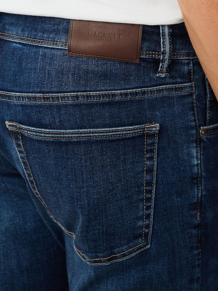 Hackett Slim Blue Fit Powerflex Vintage Wash Denim Jeans - Image 5 of 7