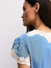 Rixo Blue Amari Bud Embroidery Dress - Image 5 of 6