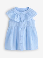 Blue Button Through Frill Collar Dress - Image 1 of 1