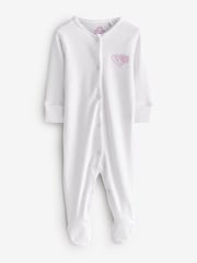 White and Green 2 Pack Love Embroidered Sleepsuits - Image 3 of 3