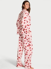 Victoria's Secret Bright Vermillion Red Exploded Cherries Satin Long Pyjamas Set - Image 2 of 2