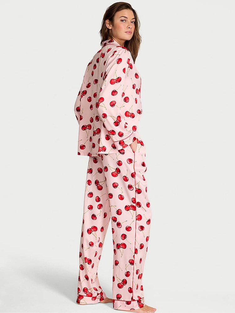 Victoria's Secret Bright Vermillion Red Exploded Cherries Satin Long Pyjamas Set - Image 2 of 2 Victoria's Secret Bright Vermillion Red Exploded Cherries Satin Long Pyjamas Set - Image 2 of 2