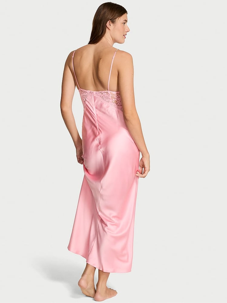 Victoria's Secret Petal Pink Twinkle Satin Maxi Slip - Image 2 of 3