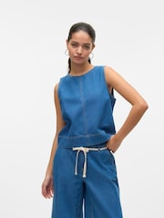 VERO MODA Blue Sleeveless Denim Top - Image 1 of 6