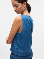 VERO MODA Blue Sleeveless Denim Top - Image 3 of 6
