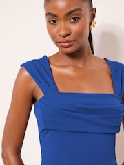 Lipsy Cobalt Blue Petite Square Neck Short Sleeve Ruched Maxi Dress - Image 3 of 4
