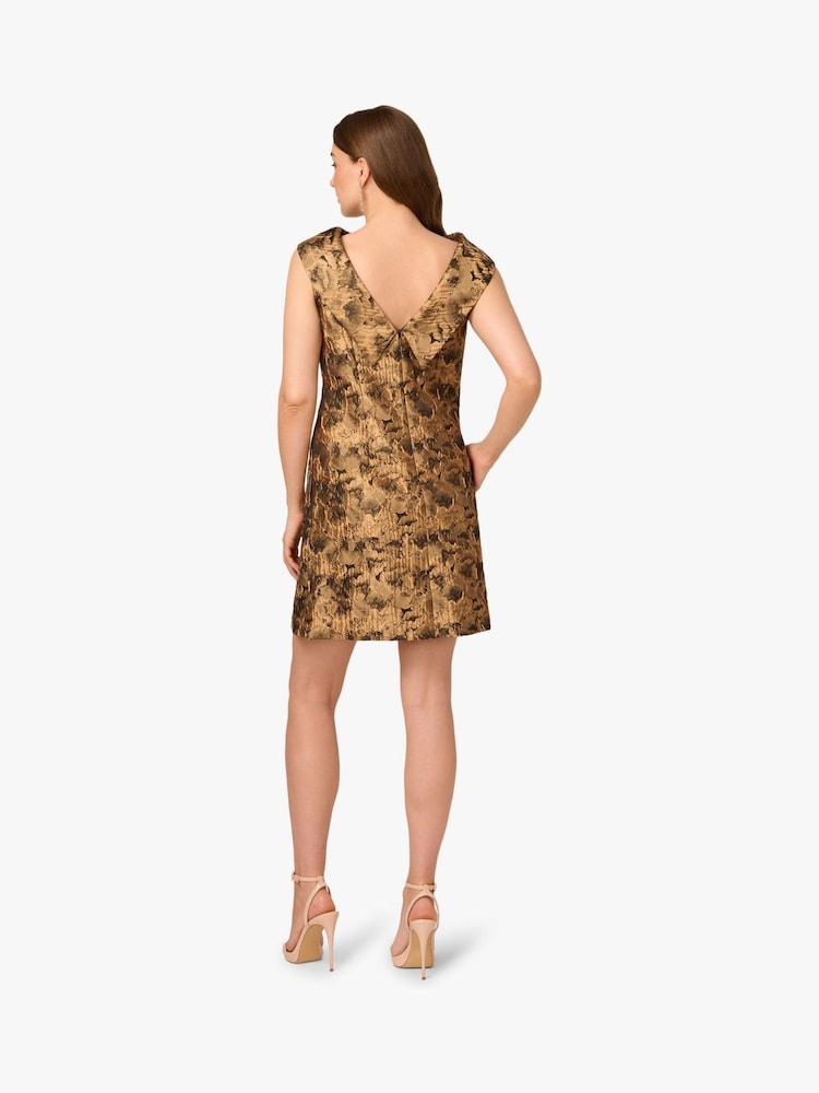 Adrianna Papell Gold Bias Collar Shift Dress - Image 2 of 6