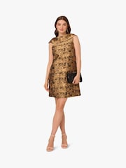 Adrianna Papell Gold Bias Collar Shift Dress - Image 3 of 6