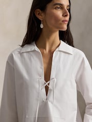 Polo Ralph Lauren White Woven Shirt Dress - Image 4 of 4