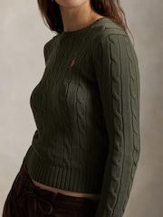 Polo Ralph Lauren Green Julianna Long Sleeve Cable Knit Jumper - Image 4 of 4