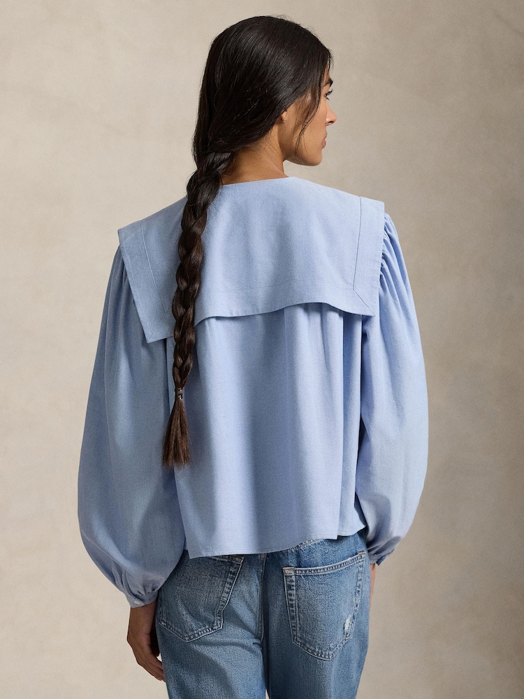 Polo Ralph Lauren Blue Woven-Blouse-Shirt - Image 2 of 5