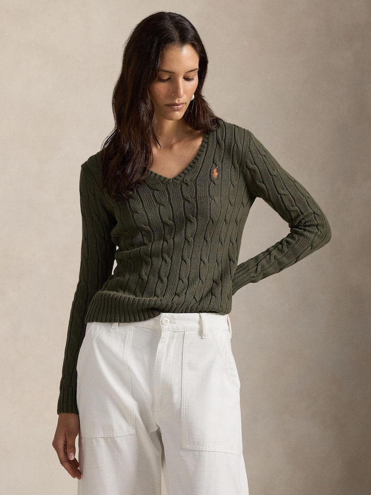 Polo Ralph Lauren Harvest Olive Kimberly Long Sleeve Pull Over Jumper - Image 1 of 6