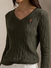 Polo Ralph Lauren Harvest Olive Kimberly Long Sleeve Pull Over Jumper - Image 3 of 6