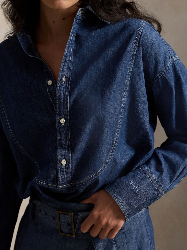 Polo Ralph Lauren Blue Woven Shirt - Image 4 of 4