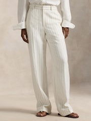 Polo Ralph Lauren White Woven Straight Trousers - Image 1 of 4