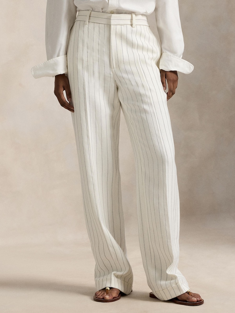 Polo Ralph Lauren White Woven Straight Trousers - Image 1 of 4