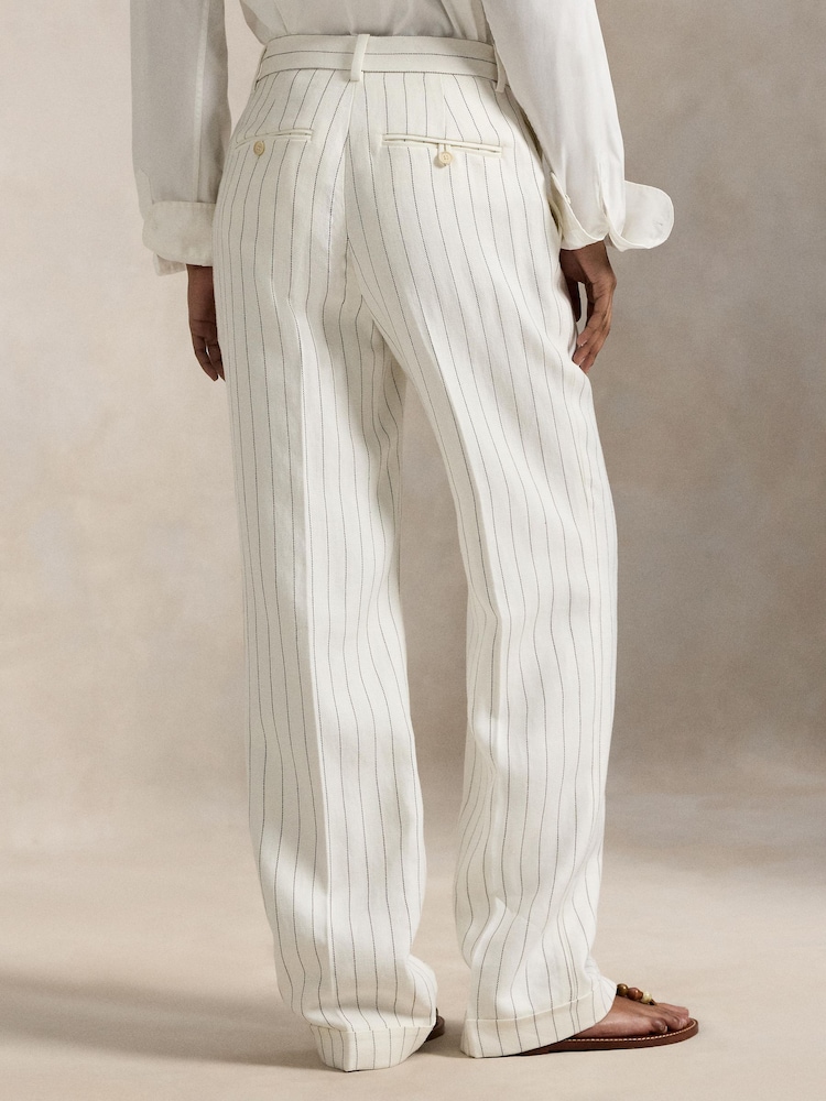 Polo Ralph Lauren White Woven Straight Trousers - Image 2 of 4