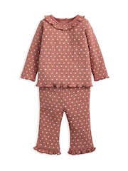 Mamas & Papas Pink Flowerbed Jersey Top & Bottoms Set - Image 1 of 3