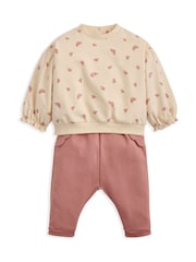 Mamas & Papas Blooming Pink Rose Sweatshirt & Joggers Set - Imagen 1 de 3