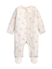 Mamas & Papas 4 Piece Teddy Bear Print Brown Sleepsuits Bodysuit & Hat Set - Image 2 of 5