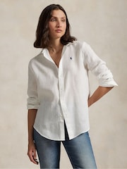 Polo Ralph Lauren White Linen Classic Long Sleeve Button Front Shirt - Image 1 of 9